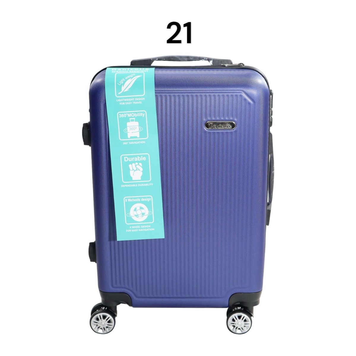 DINASTELLA - Maleta de Viaje con Ruedas 360 y candado 21L Rigida ABS Danicolle Azul