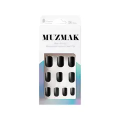 MUZMAK - - Uñas Press On Zet Black Regular Square 36 U