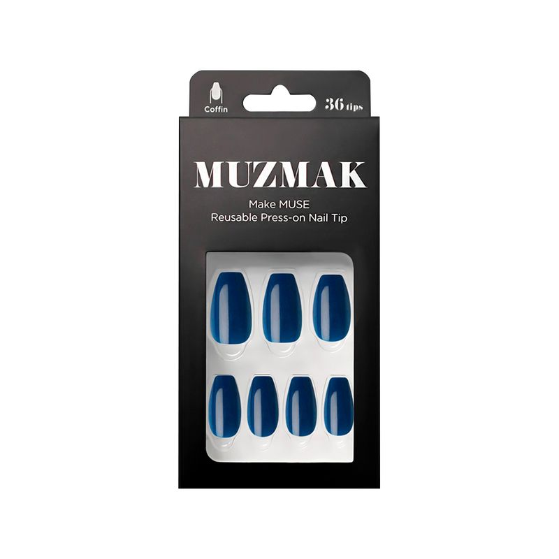 MUZMAK - MUZMAK - Uñas Press On Mordern Navy Coffin 36 U