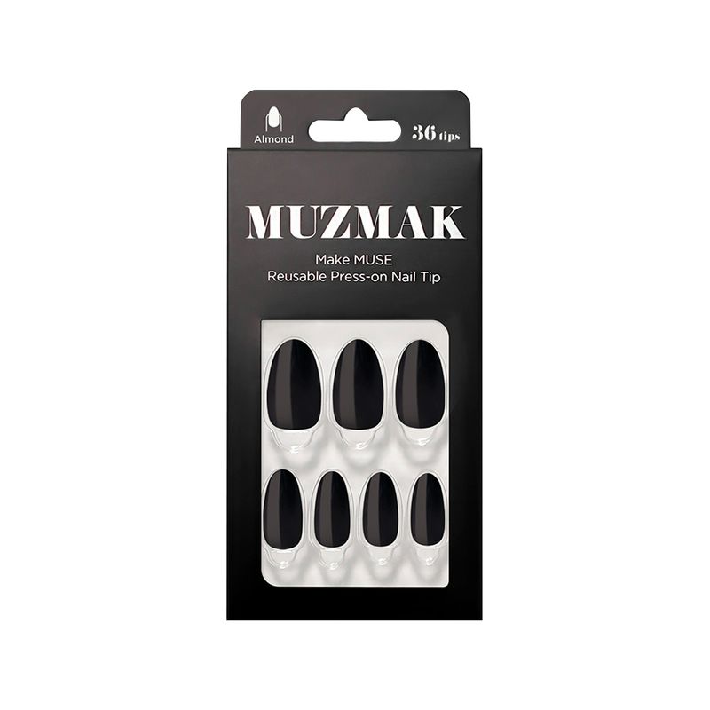 MUZMAK - MUZMAK - Uñas Press On New Black Almond 36 U