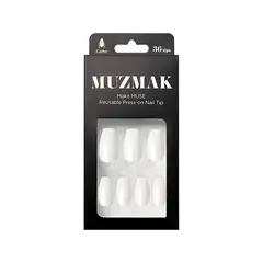 MUZMAK - - Uñas Press On Edge White Coffin 36 U