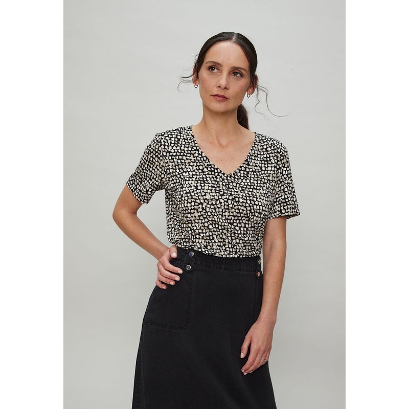 MA GRIFFE - Polera Manga Corta Negro Mujer Magriffe