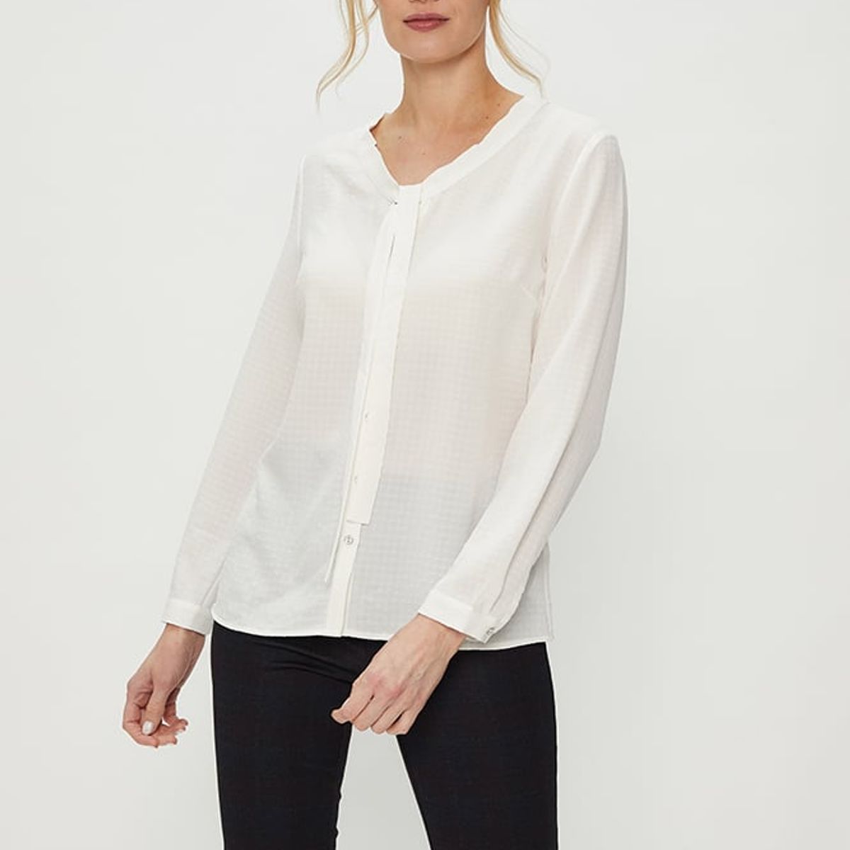 MA GRIFFE - Blusa Manga Larga Crudo Mujer Magriffe