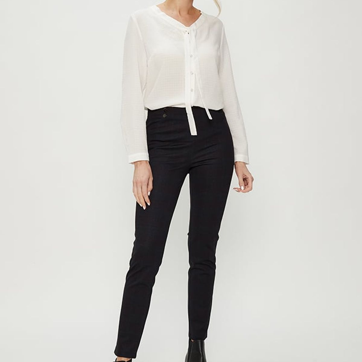 MA GRIFFE - Blusa Manga Larga Crudo Mujer Magriffe