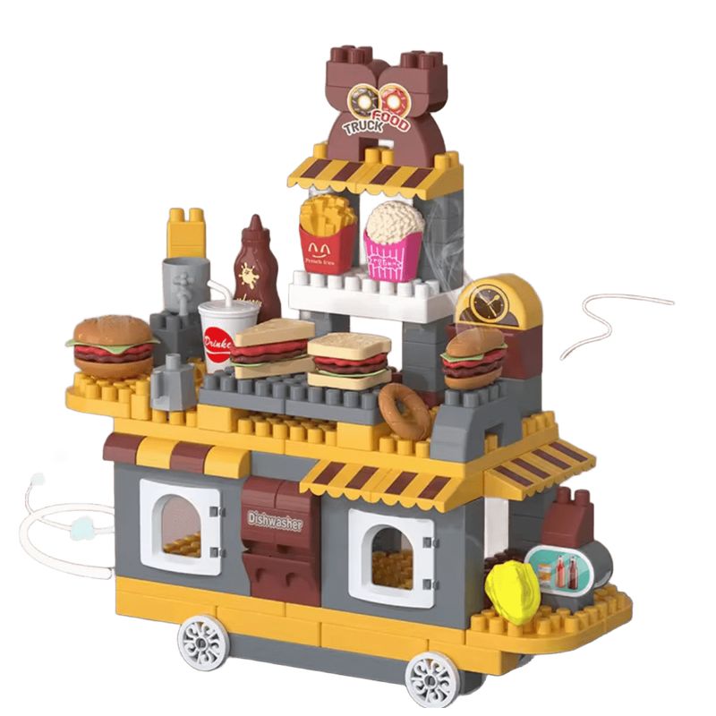 GENERICO - Cocina de Construcción 117 Piezas con Accesorios-Naranja