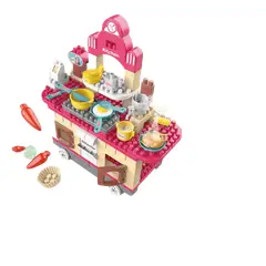 GENERICO - Cocina de Construcción 117 Piezas con Accesorios-Rosa