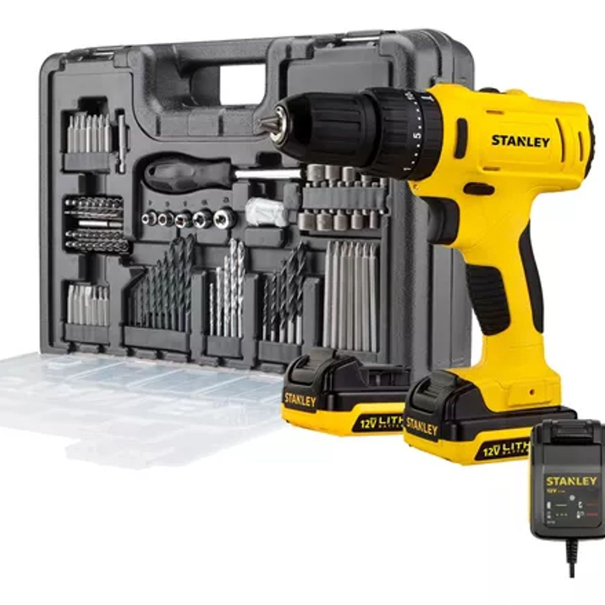 STANLEY - Taladro Percutor Atornillador Inalámb Stanley Sch121s2ka + Accesorios