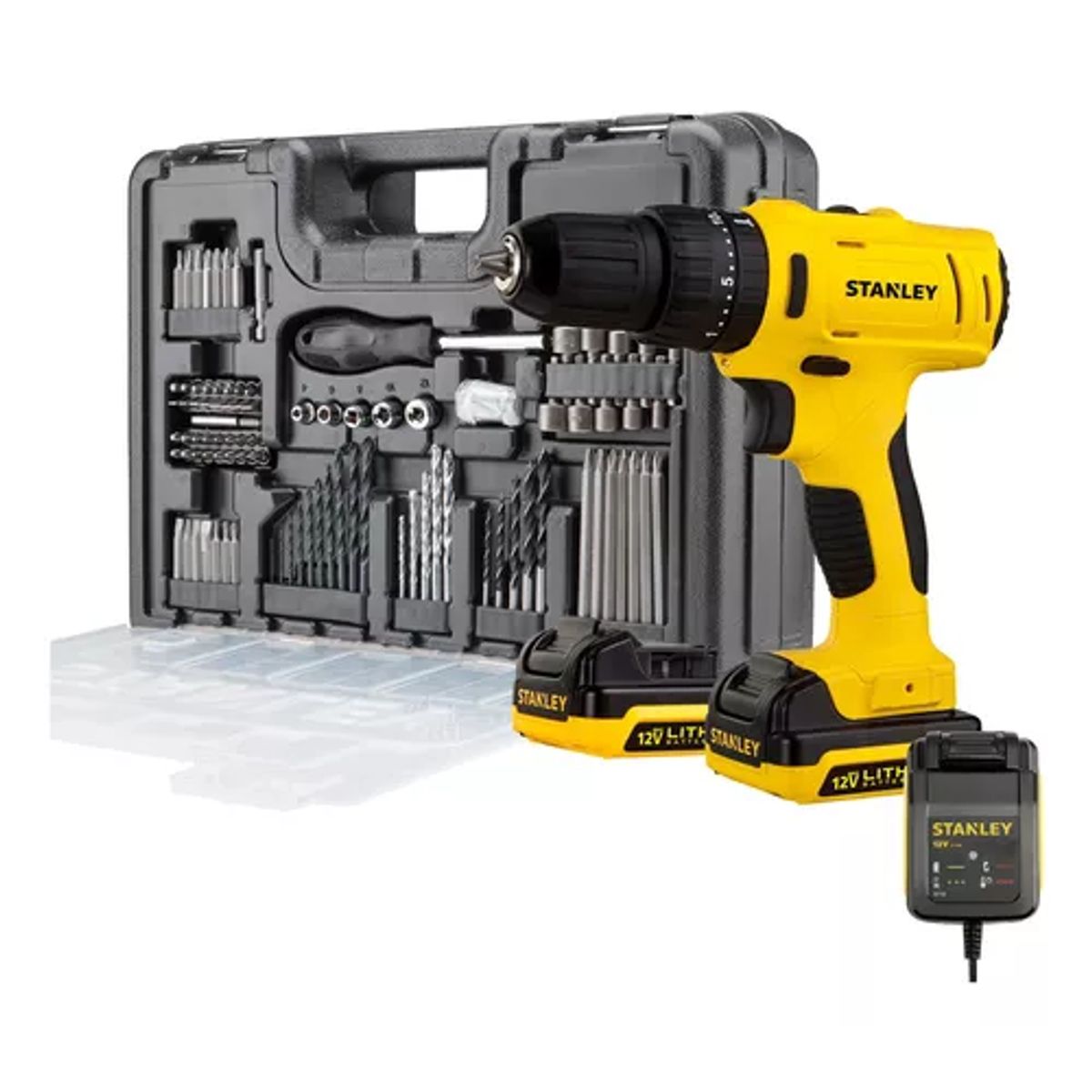 STANLEY - Taladro Percutor Atornillador Inalámb Stanley Sch121s2ka + Accesorios