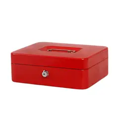 HOMESTAR - Caja Fuerte Metálica Para Dinero Seguridad Grande Roja 4L