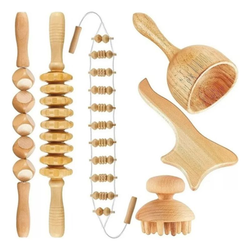 U BUY - Kit 6pcs Rodillo Para Masaje Maderoterapia Maderos De Masaje