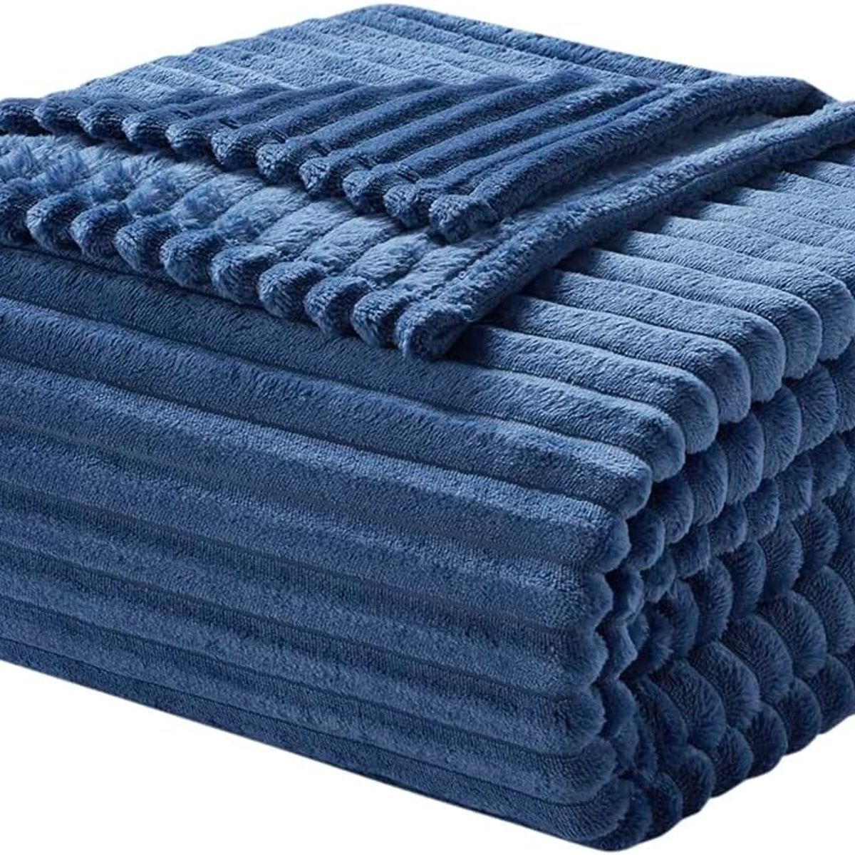 GENERICO - MANTA PLUSH UNICOLOR COLORES LISO AZUL MARINO 2 PLAZAS 200X240CM WYN