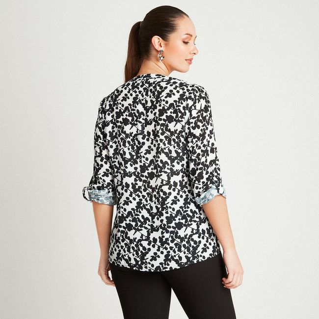 LORENZO DI PONTTI - Blusa Crudo Manga Larga Estampado Cuello Mao