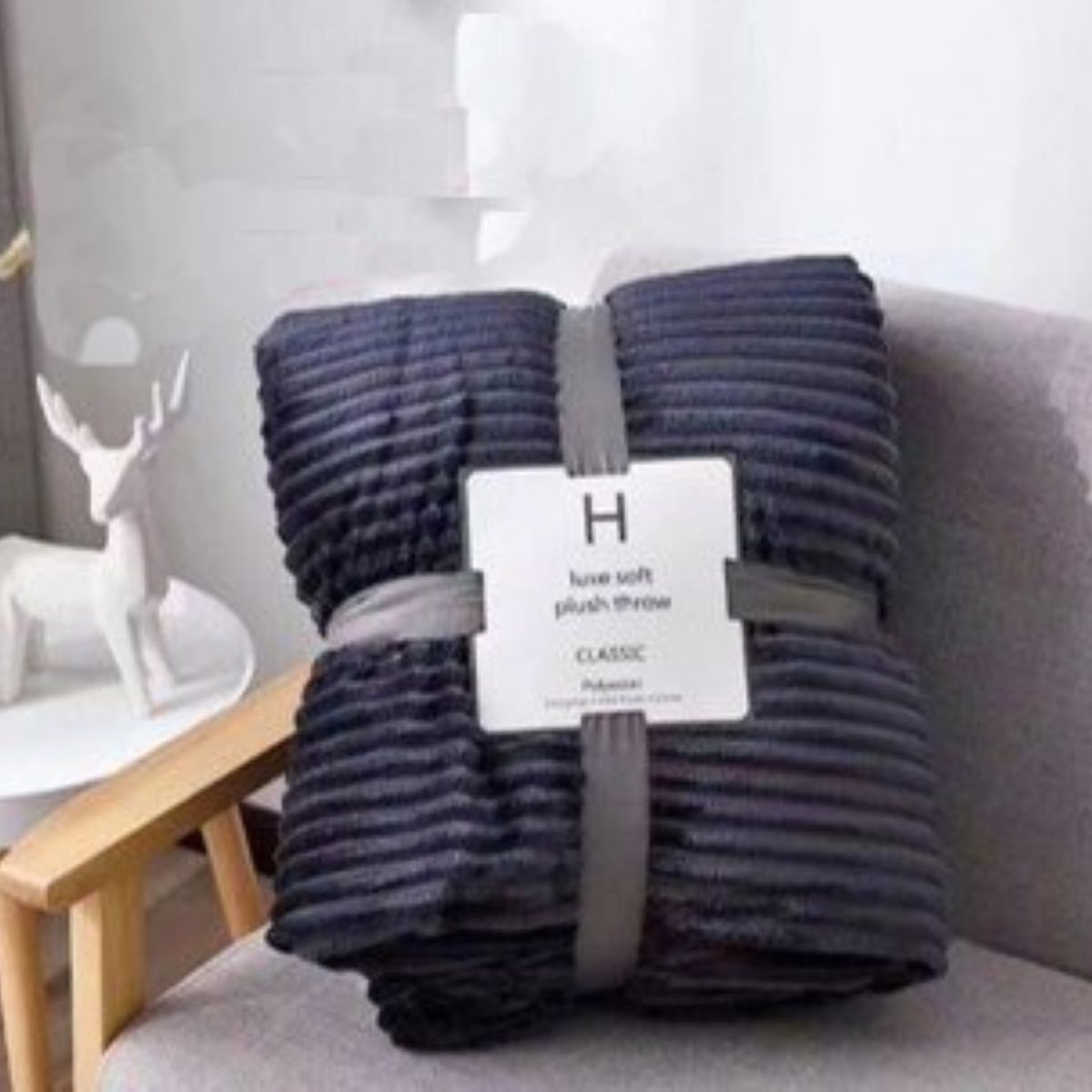 GENERICO - MANTA PLUSH UNICOLOR COLORES LISO GRIS OSCURO 2 PLAZAS 200X240CM WYN