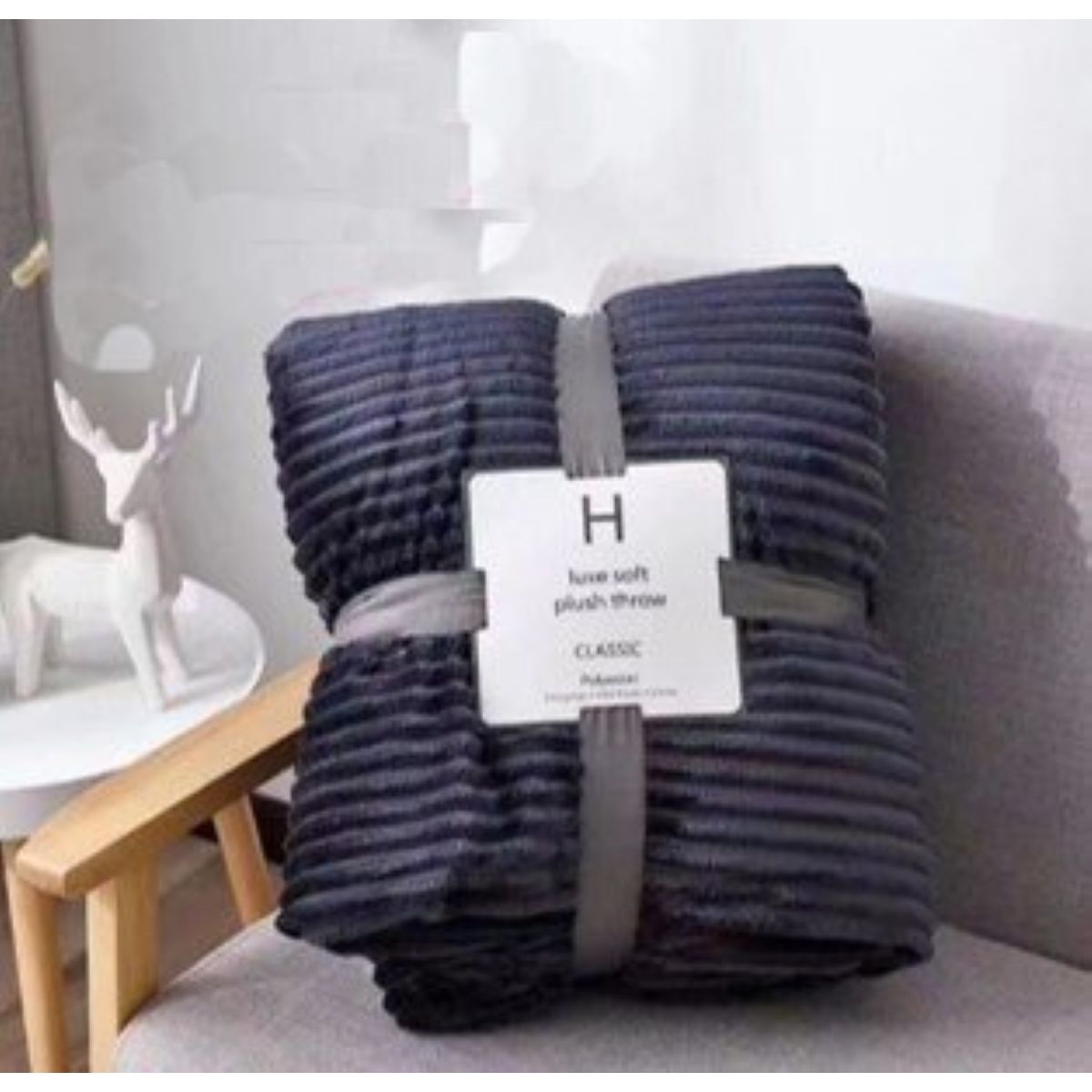 GENERICO - MANTA PLUSH UNICOLOR COLORES LISO GRIS OSCURO 2 PLAZAS 200X240CM WYN