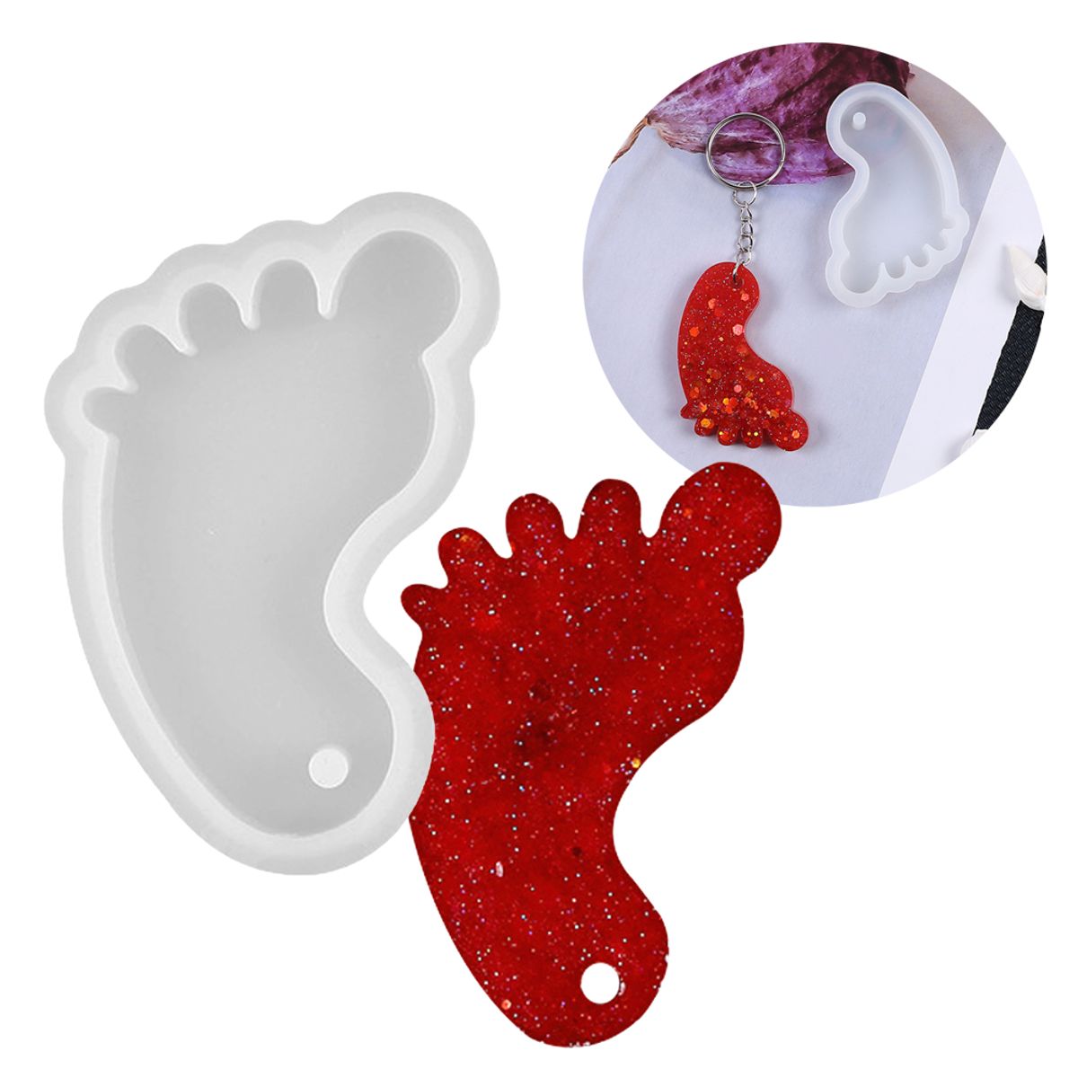 GENERICO - Molde Silicona Piecito Bebe Pie Baby Llaveros Resina Epóxica