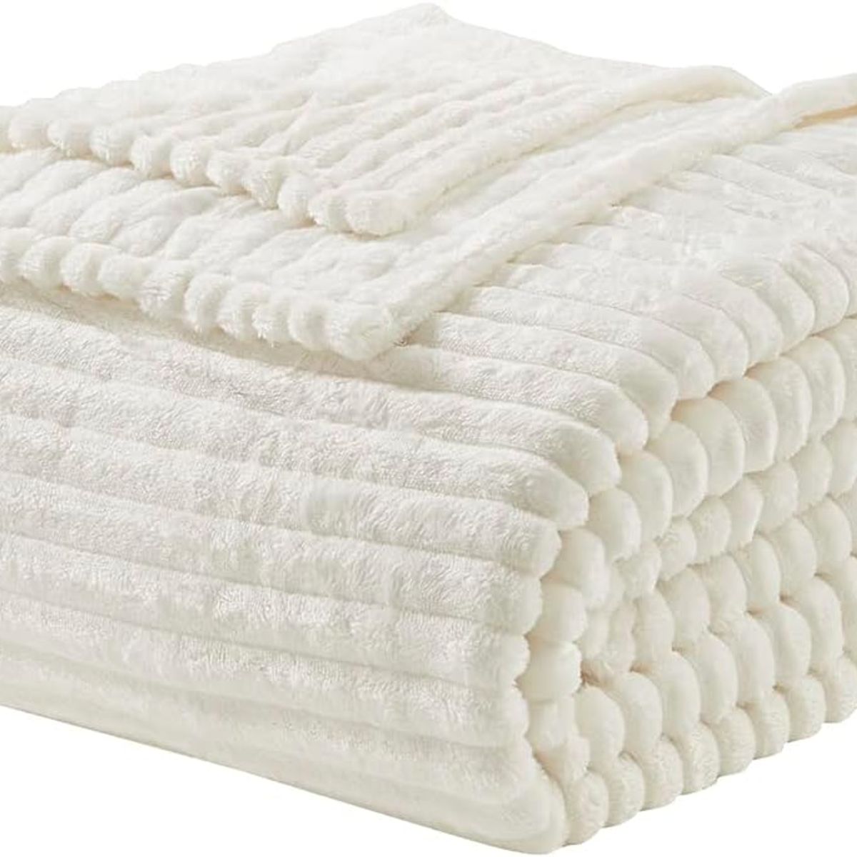 GENERICO - MANTA PLUSH UNICOLOR COLORES LISO BLANCO 2 PLAZAS 200X240CM WYN