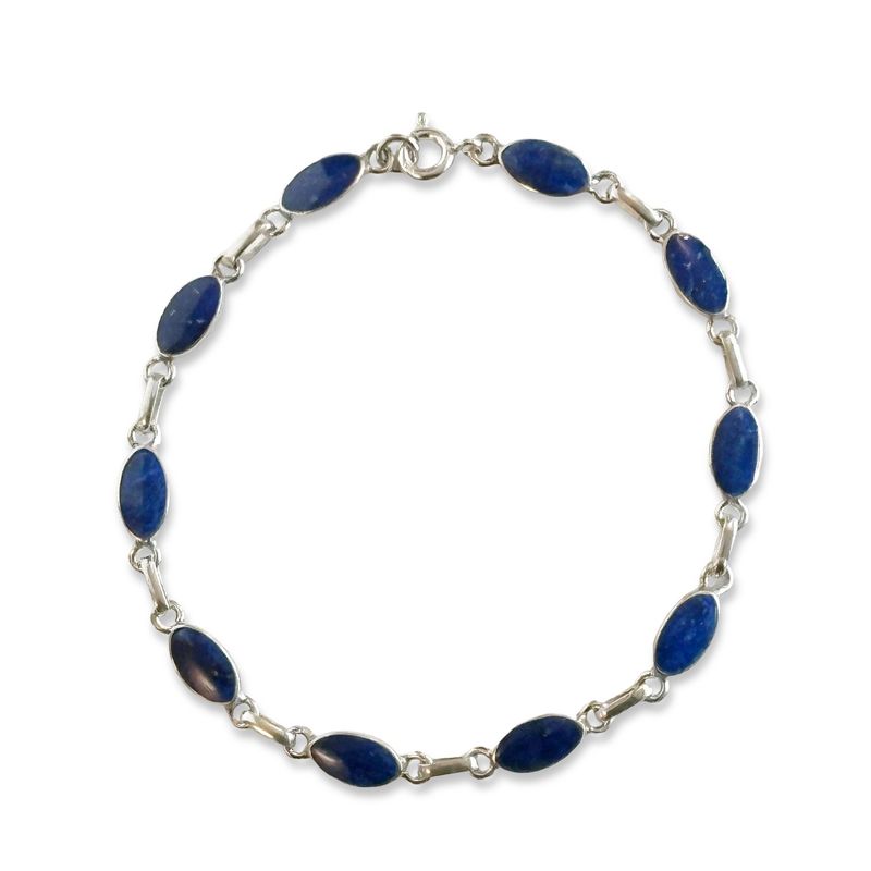 ANDREA COGGIOLA JOYAS - Pulsera Óvalo Lapislázuli Plata Fina 925