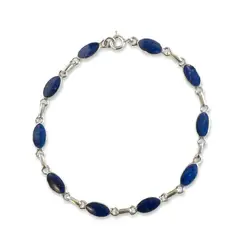 ANDREA COGGIOLA JOYAS - Pulsera Óvalo Lapislázuli Plata Fina 925
