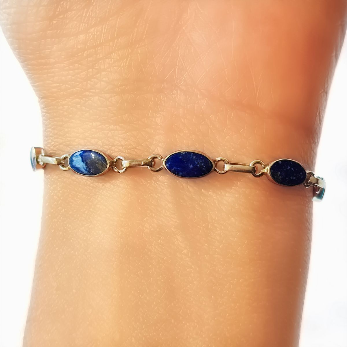 ANDREA COGGIOLA JOYAS - Pulsera Óvalo Lapislázuli Plata Fina 950