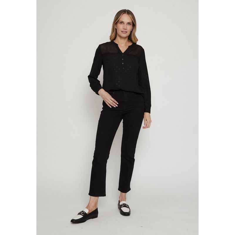 MA GRIFFE - Blusa Manga Larga Negro Mujer Magriffe