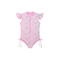 Traje de Baño Niña Manga Corta UV30+ Coral