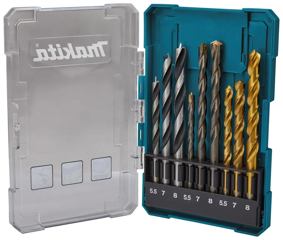 Set Brocas Para Madera/Metal /Concreto (5.5-8) 9 Pzas-Makita