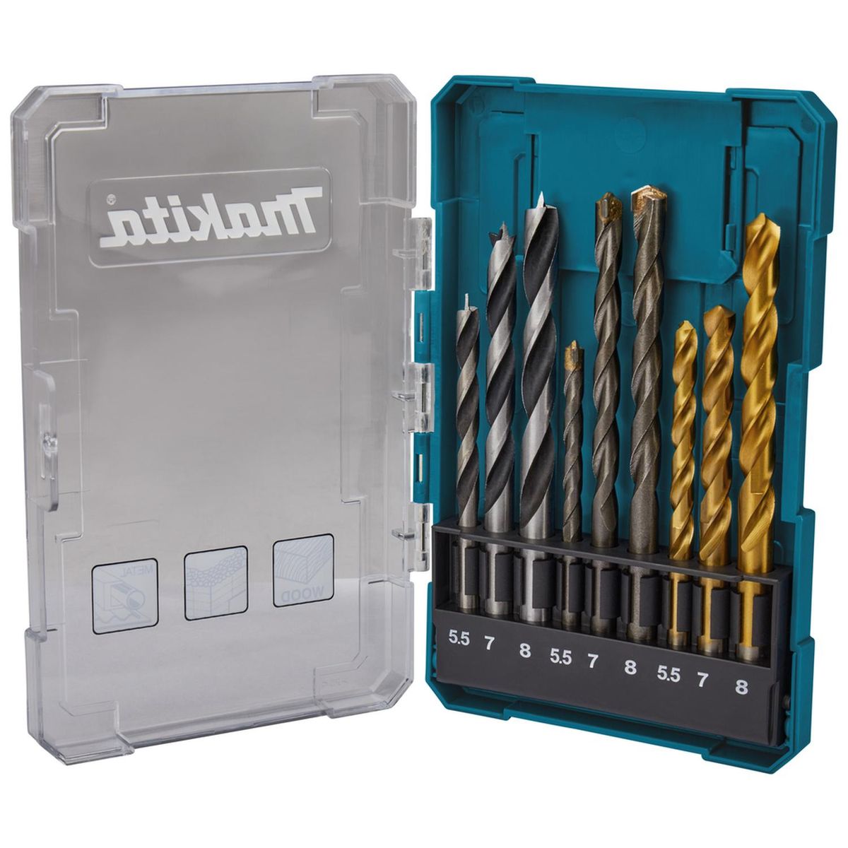 MAKITA - Set Brocas Para Madera/Metal /Concreto (5.5-8) 9 Pzas-Makita