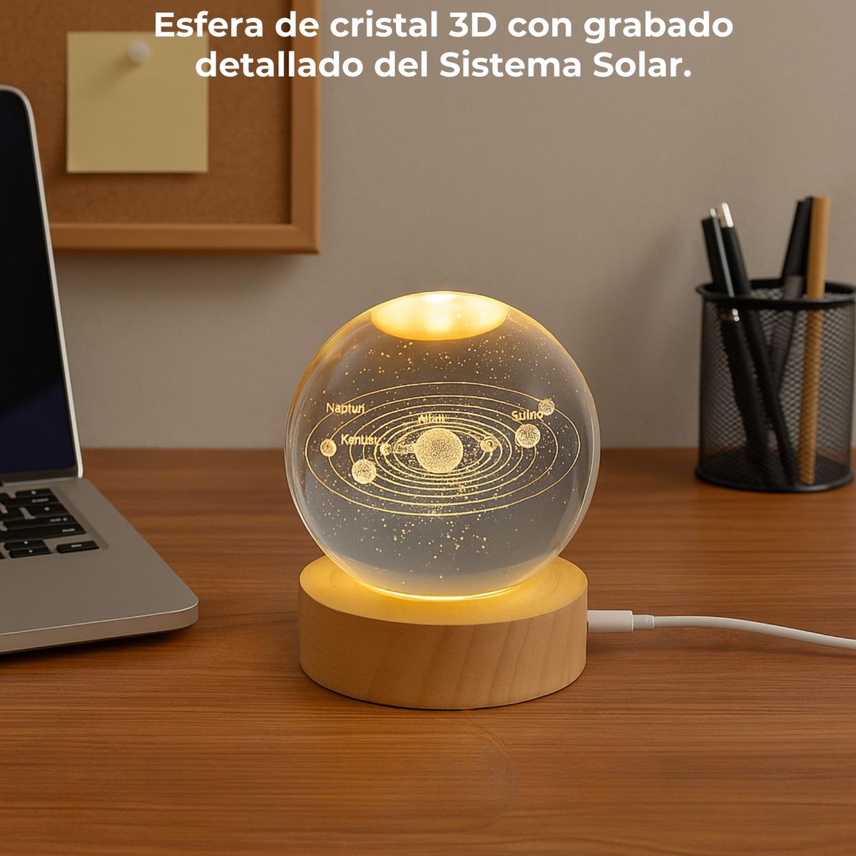 GENERICO - Luz Nocturna Luz De Cristal Esfera Planeta Saturno