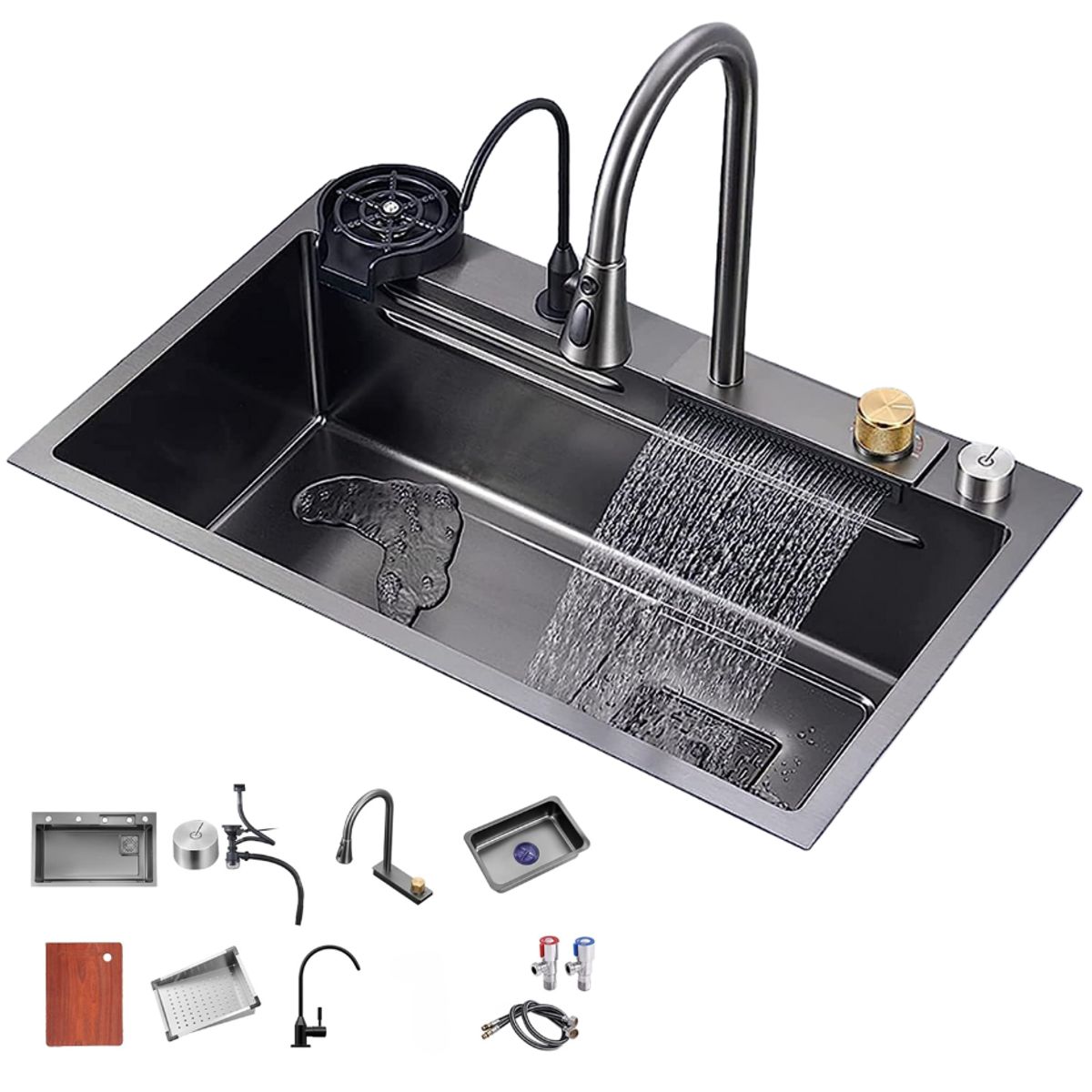 GENERICO - Combo Lavaplato Empotrado 80x45cm Acero Inoxidable Lava Vaso