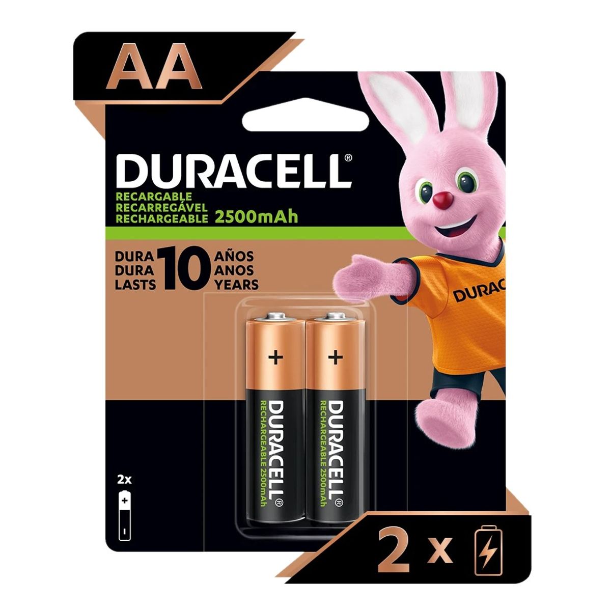 DURACELL - Pack 2 Pilas AA Recargables Duracell 2500mAh