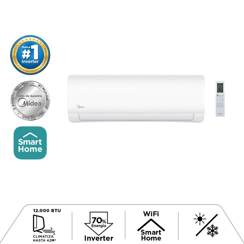 MIDEA - AIRE ACONDICIONADO INVERTER 12.000 BTU CON WIFI Y CON FILTRO HEPA