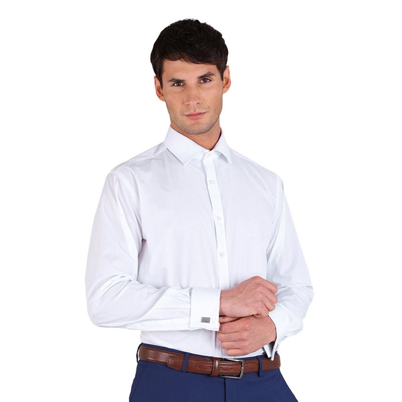 ARROW - Camisa Cuello Italiano Puño Doble Colleras Tailored Fit Blanco ARROW