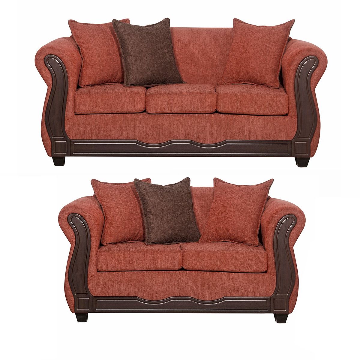 BLACK FACTORY - Juego de Living 3 2 Barcelona Terracota