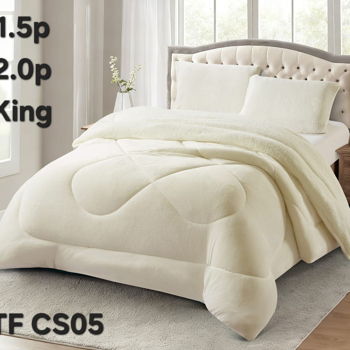 GENERICO - Cobertor de invierno plush con chiporro 2 Plazas - Blanco Invierno