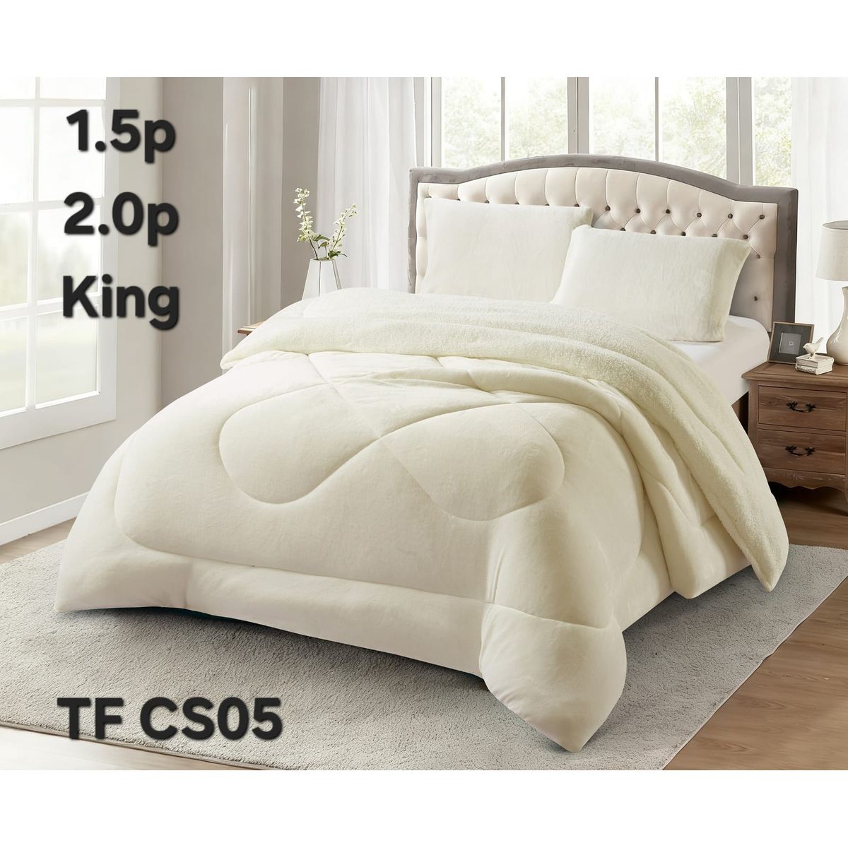 GENERICO - Cobertor de invierno plush con chiporro 2 Plazas - Blanco Invierno