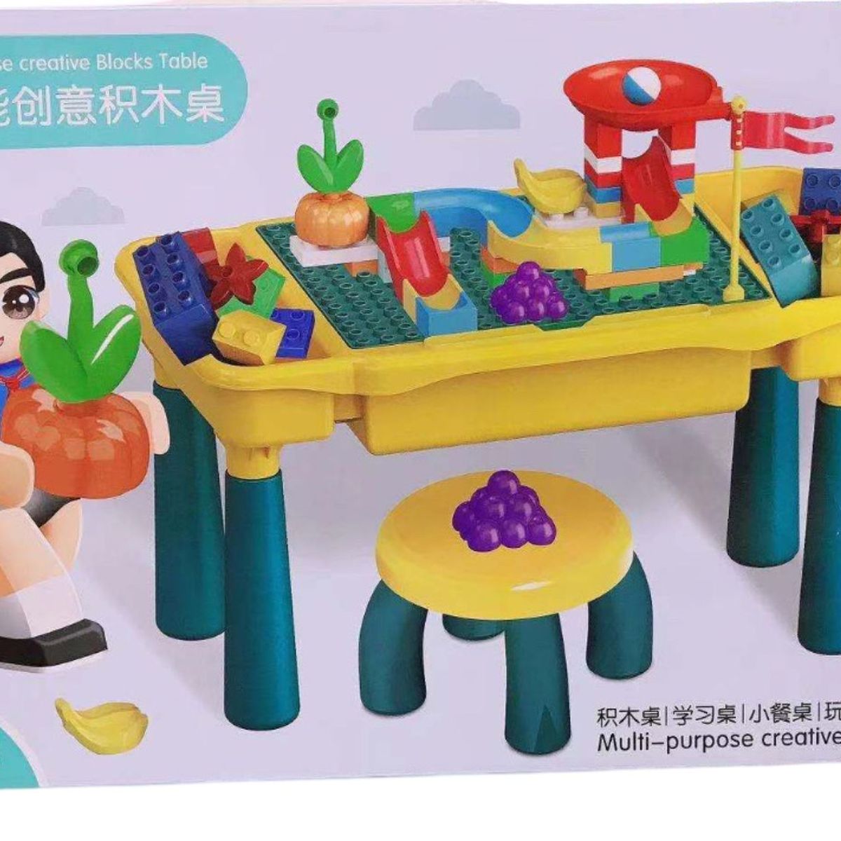 GENERICO - Mesa y Silla para Legos con Bloques de Construcción