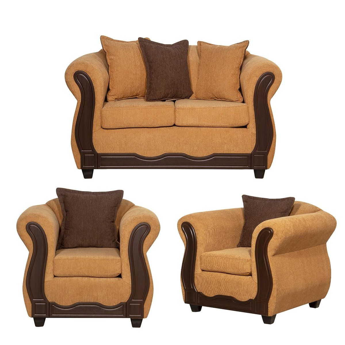 BLACK FACTORY - Juego de Living 2 1 1 Barcelona Oro