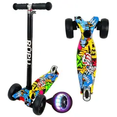 GENERICO - Scooter Monopatín Infantil Negro con Diseño Azul D8
