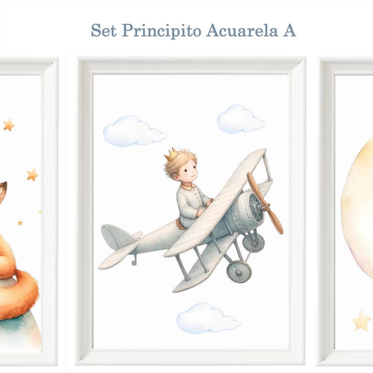 DECORACION CREATIVA - Set Cuadro Infantil Niño - Principito Acuarela A