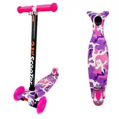 GENERICO - Scooter Monopatín Infantil Fucsia Camuflado D4