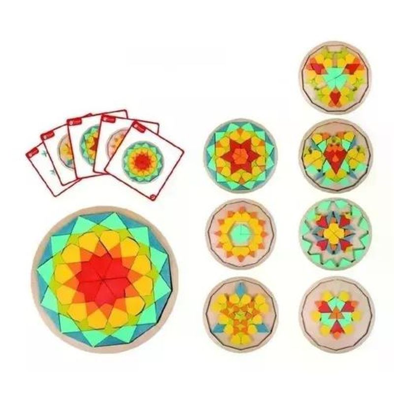 TOLIPA - Mandala Blocks 5 Cartas Juguete Didáctico De Madera