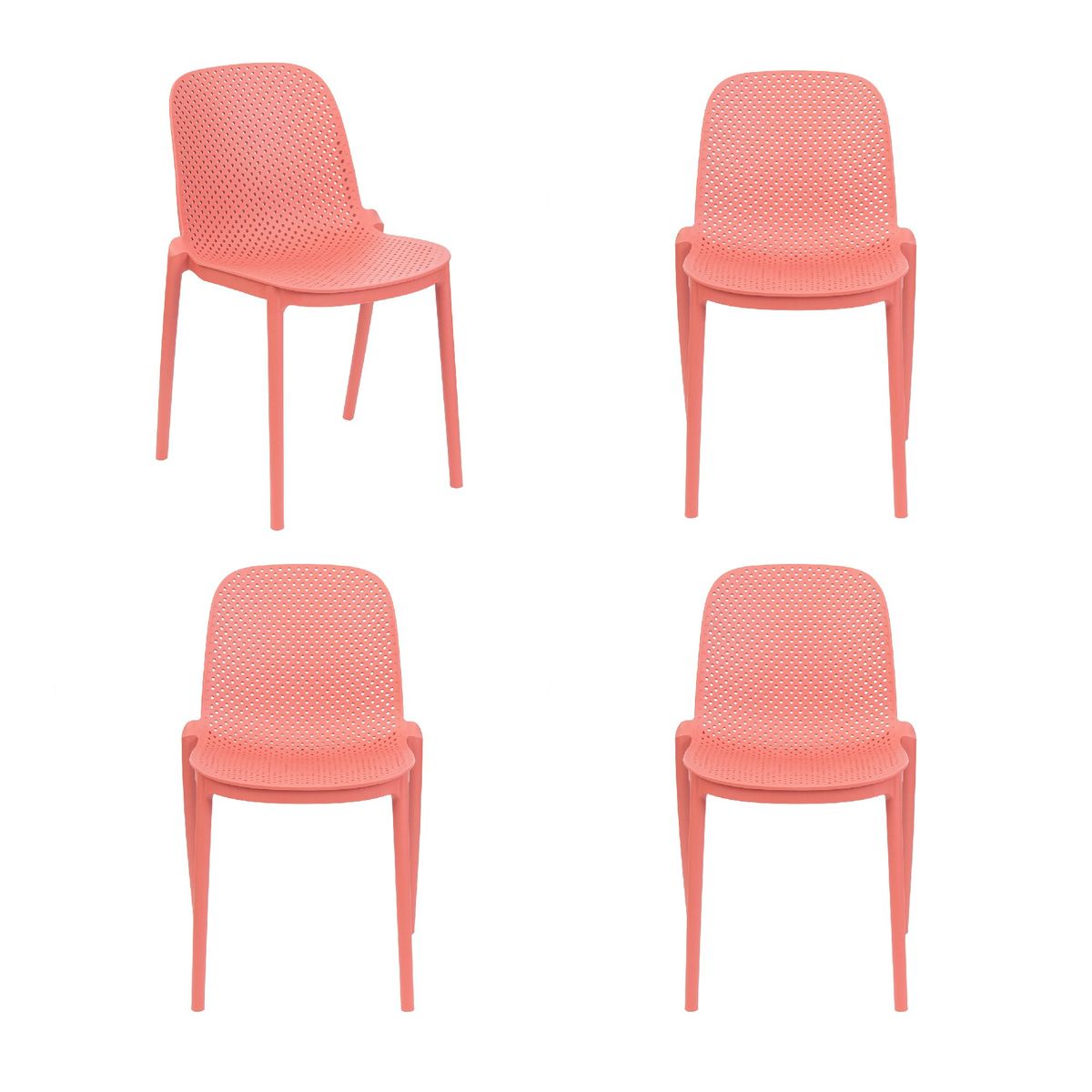 WHITE MARKET - Pack x 4 Silla Terraza Oasis Naranja