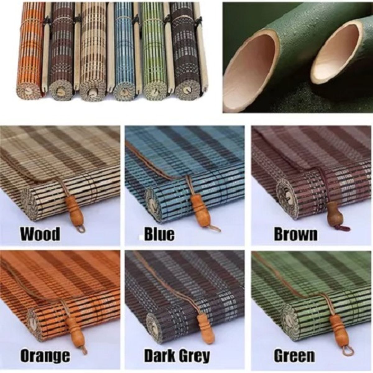 BAMBU - Cortina Roller Bambu natural 150x180 Esterilla Enrollable BROWN