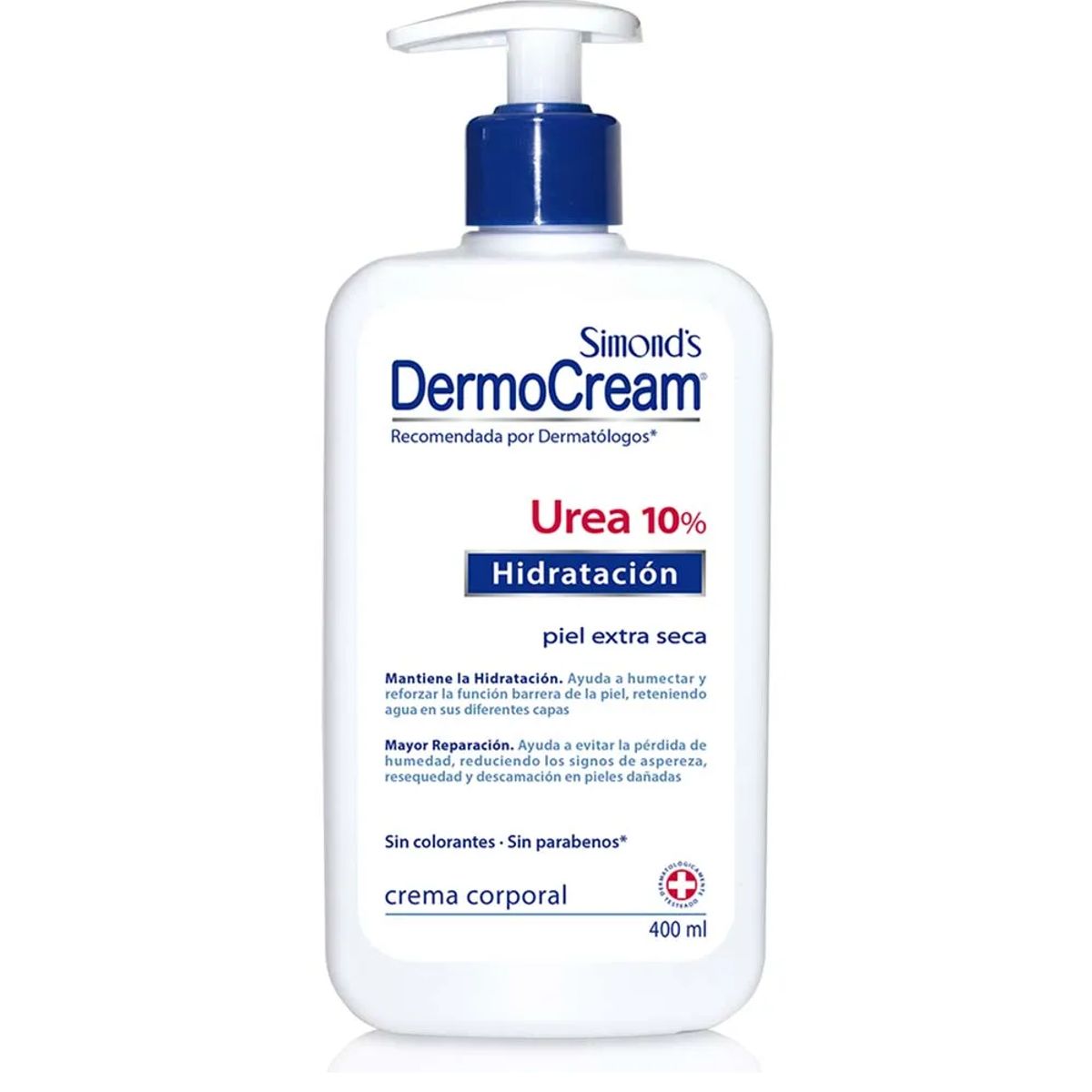 SIMMONS - Crema Corporal Dermocream Urea Hidratación Dosificador 400ml.-