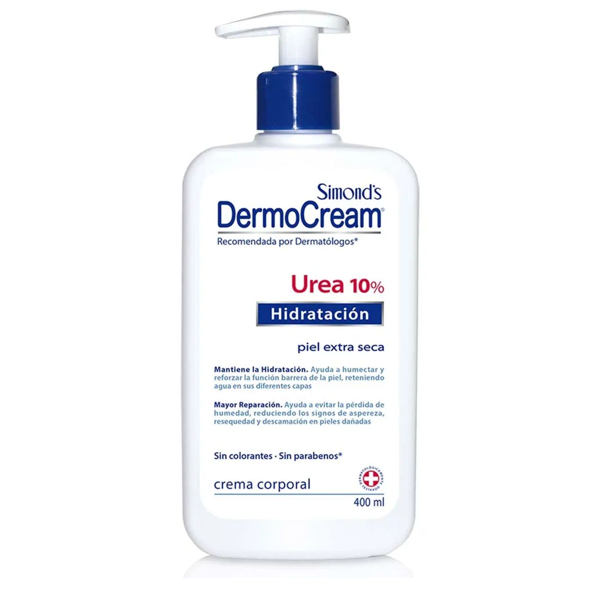 SIMMONS - Crema Corporal Dermocream Urea Hidratación Dosificador 400ml.-
