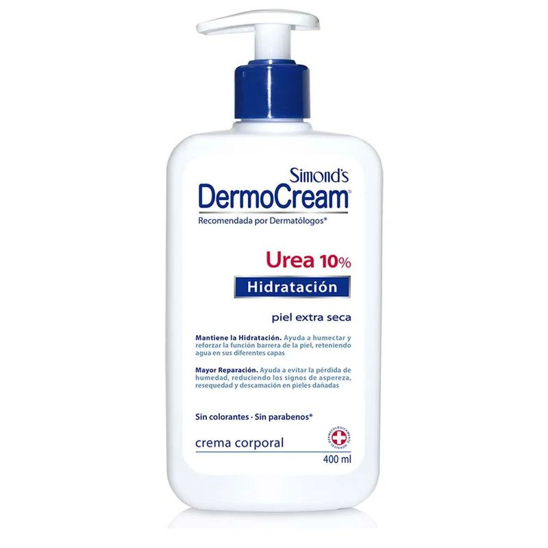 SIMMONS - Crema Corporal Dermocream Urea Hidratación Dosificador 400ml.-
