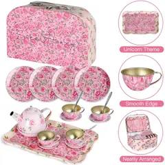 GENERICO - SET TETERA FLORAL ROSA INFANTIL