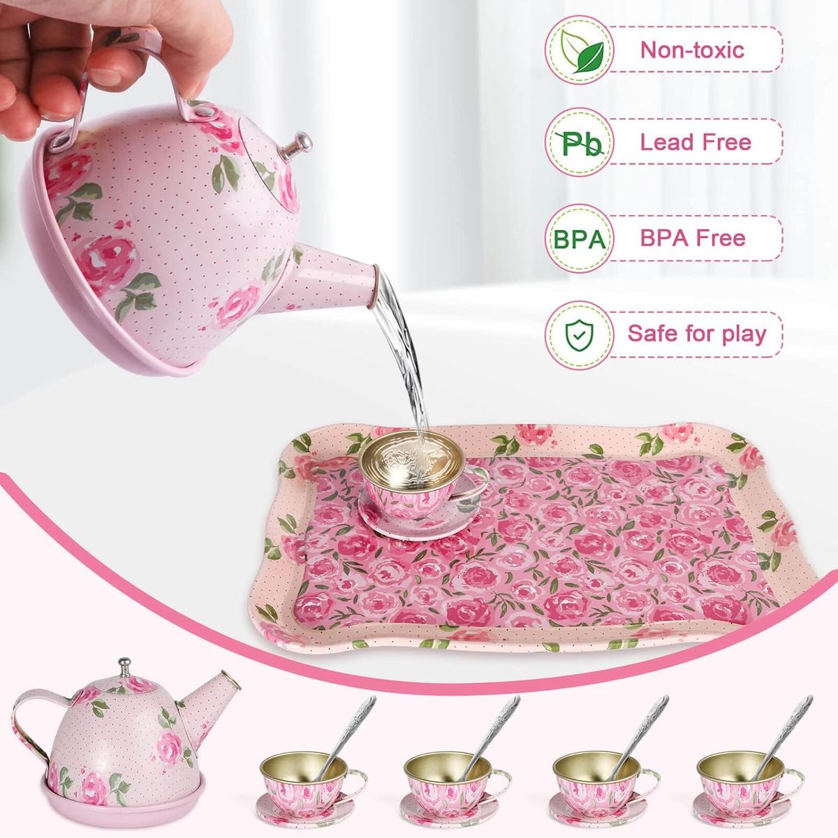 GENERICO - SET TETERA FLORAL ROSA  INFANTIL