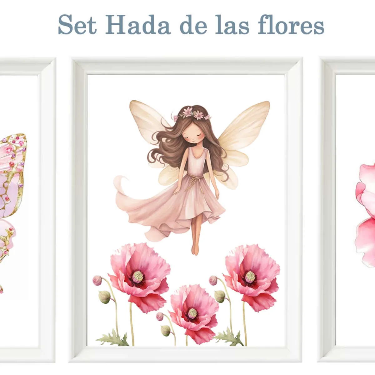 DECORACION CREATIVA - Set Cuadro infantil niña - hada de las flores