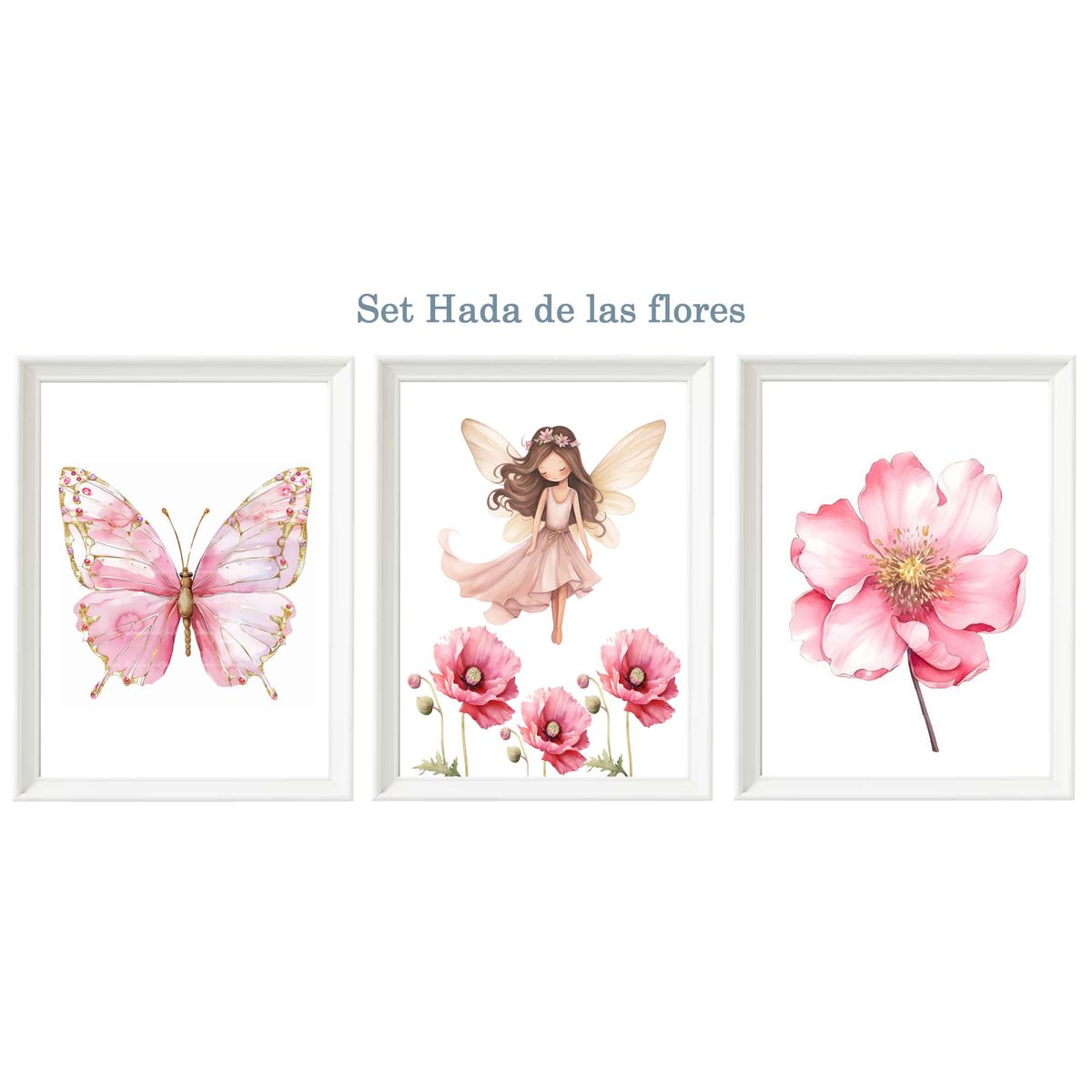 DECORACION CREATIVA - Set Cuadro infantil niña - hada de las flores